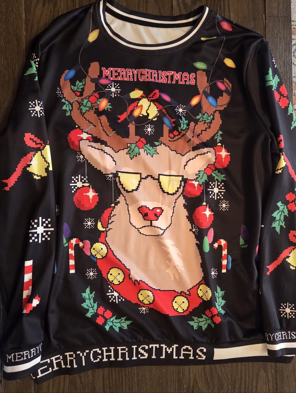 Black Reindeer Graphic Holiday Sweatshirt
